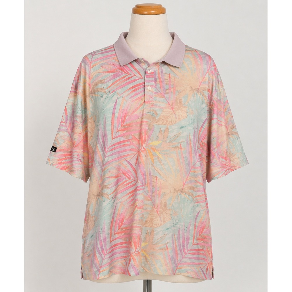 Sunday Swagger Polo Shirt Mens 3XL Pink Palm Tree Golf‎ Performance Stretch